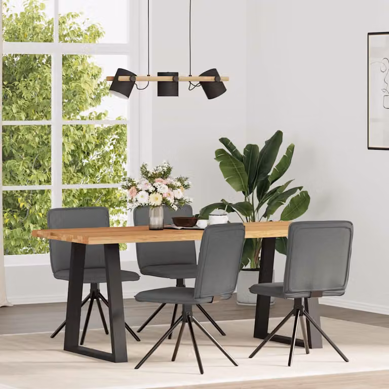 Set di 4 sedie da pranzo vidaXL in tessuto grigio con struttura in metallo, legno e plastica per cucina e soggiorno