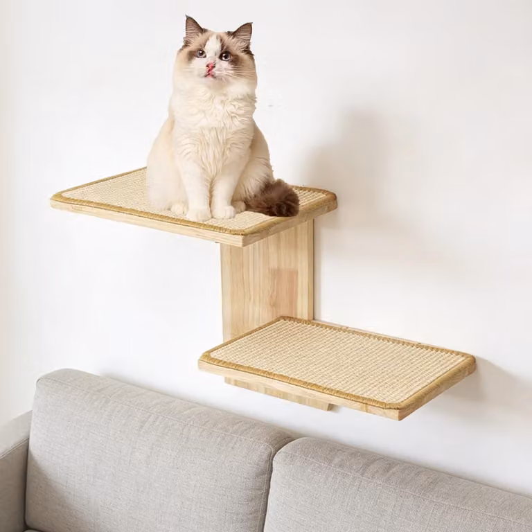 Omgoods - Parete da arrampicata per gatti con 2 piattaforme e tappetini in sisal