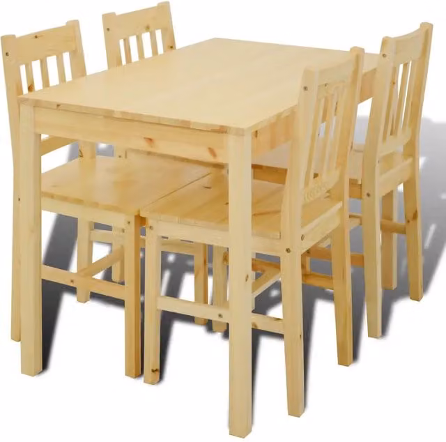 Tavolo con 4 sedie in Legno Naturale CFW6687896