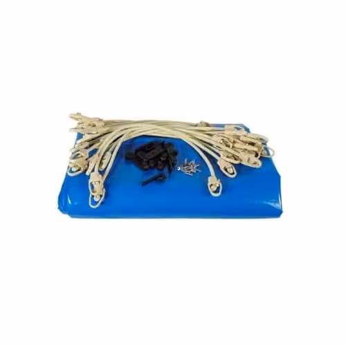 Bâche d'hiver et de sécurité pour piscine bois - UBBINK - Rectangulaire 350x650 - Bleue - Epaisseur 550gr