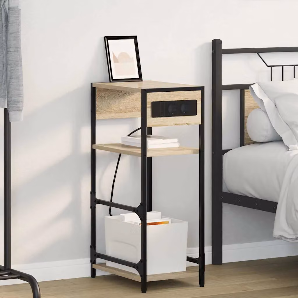 Armadio da notte vidaXL in stile rustico, colore marrone e nero, L 40 cm x P 27 cm x H 76 cm