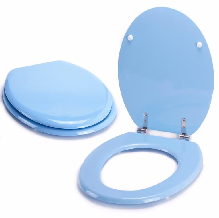 Copertura per WC di alta qualità, realizzata in MDF, colore azzurro chiaro