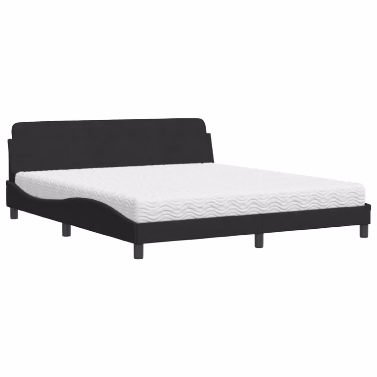 Letto con Materasso Dover Nero 180x200 cm in Velluto