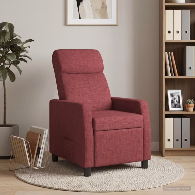 vidaXL Poltrona reclinabile moderna in tessuto rosso con braccioli