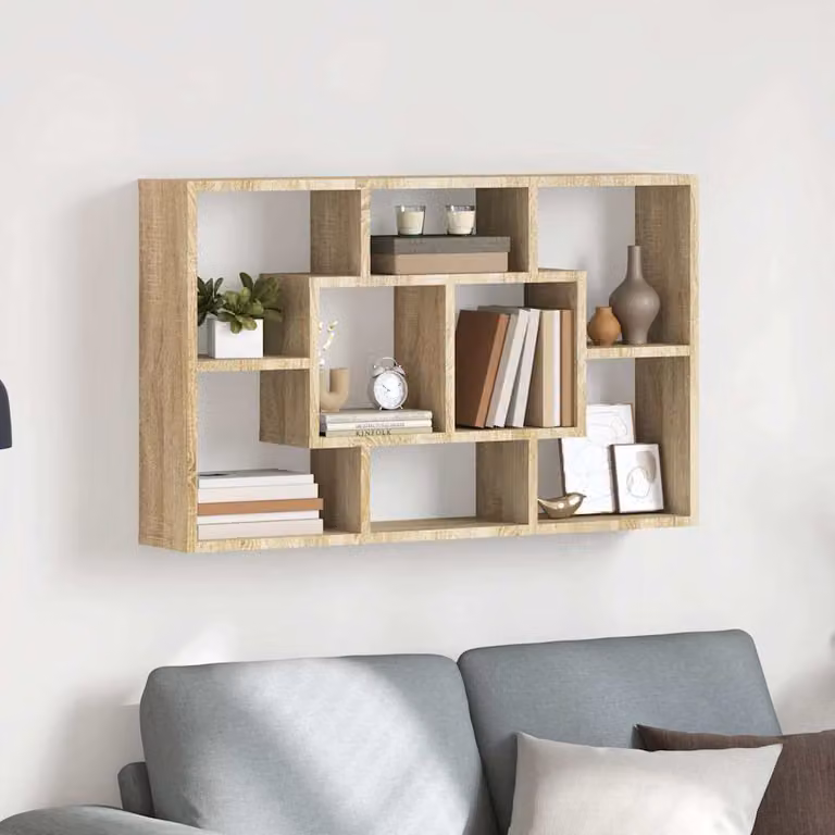 vidaXL Mensola a Muro Moderna in Legno Multistrato Rovere Sonoma, L: 85 cm, P: 16 cm, H: 52,5 cm