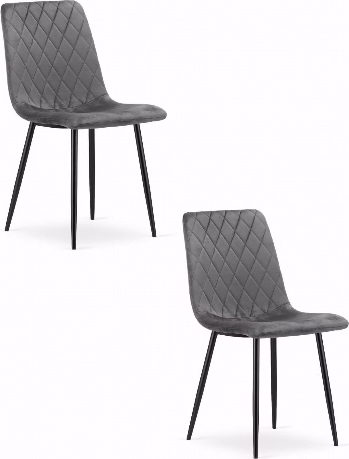 Valora TURIN Sedia in velluto grigio scuro x2 - Sedie in velluto grigio scuro, set da 2