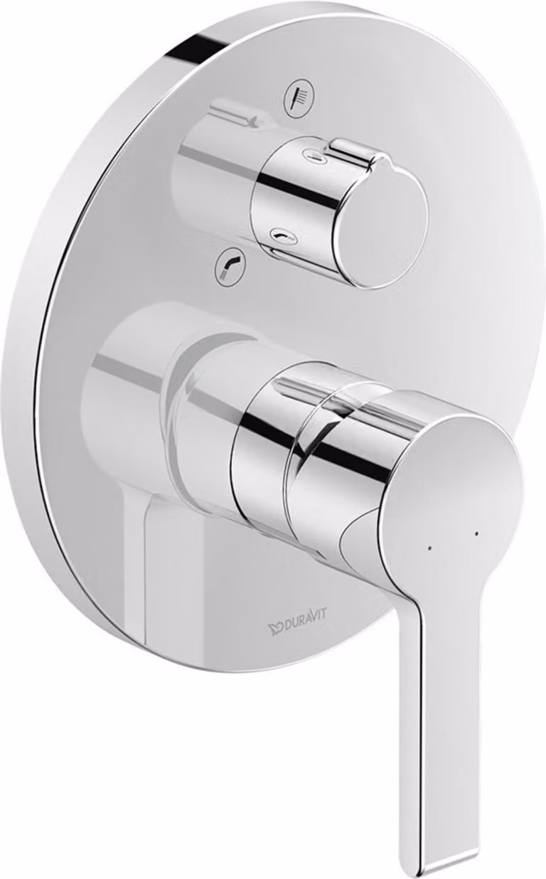 Duravit B.2 Mitigeur bain douche encastré, rosette ronde, 2 consommateurs, bec de baignoire de conversion / douchette, avec robinet inverseur, B25210012010, B25210012010