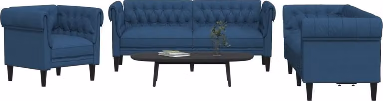 Maison Exclusive - Set divano 3 pezzi in tessuto blu