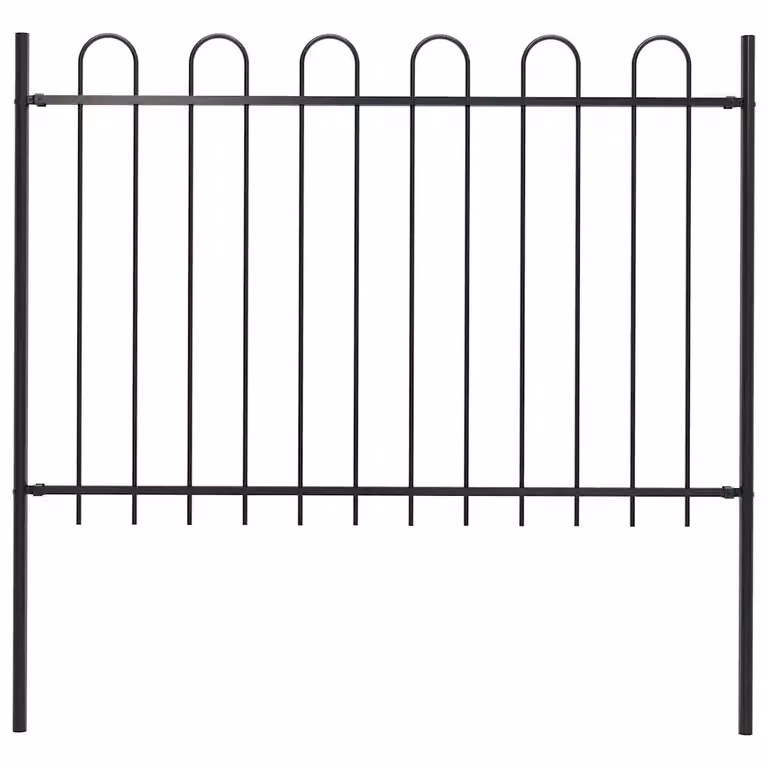 Recinzione da giardino vidaXL BOXTEL in acciaio con parte superiore ad anello, nero, H: 170 cm, L: 120 cm
