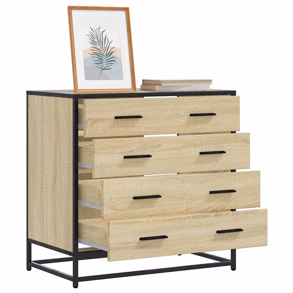 Cassettiera vidaXL in stile industriale in legno e metallo, colore Rovere Sonoma e marrone, L: 70 cm, P: 41 cm, H: 70 cm