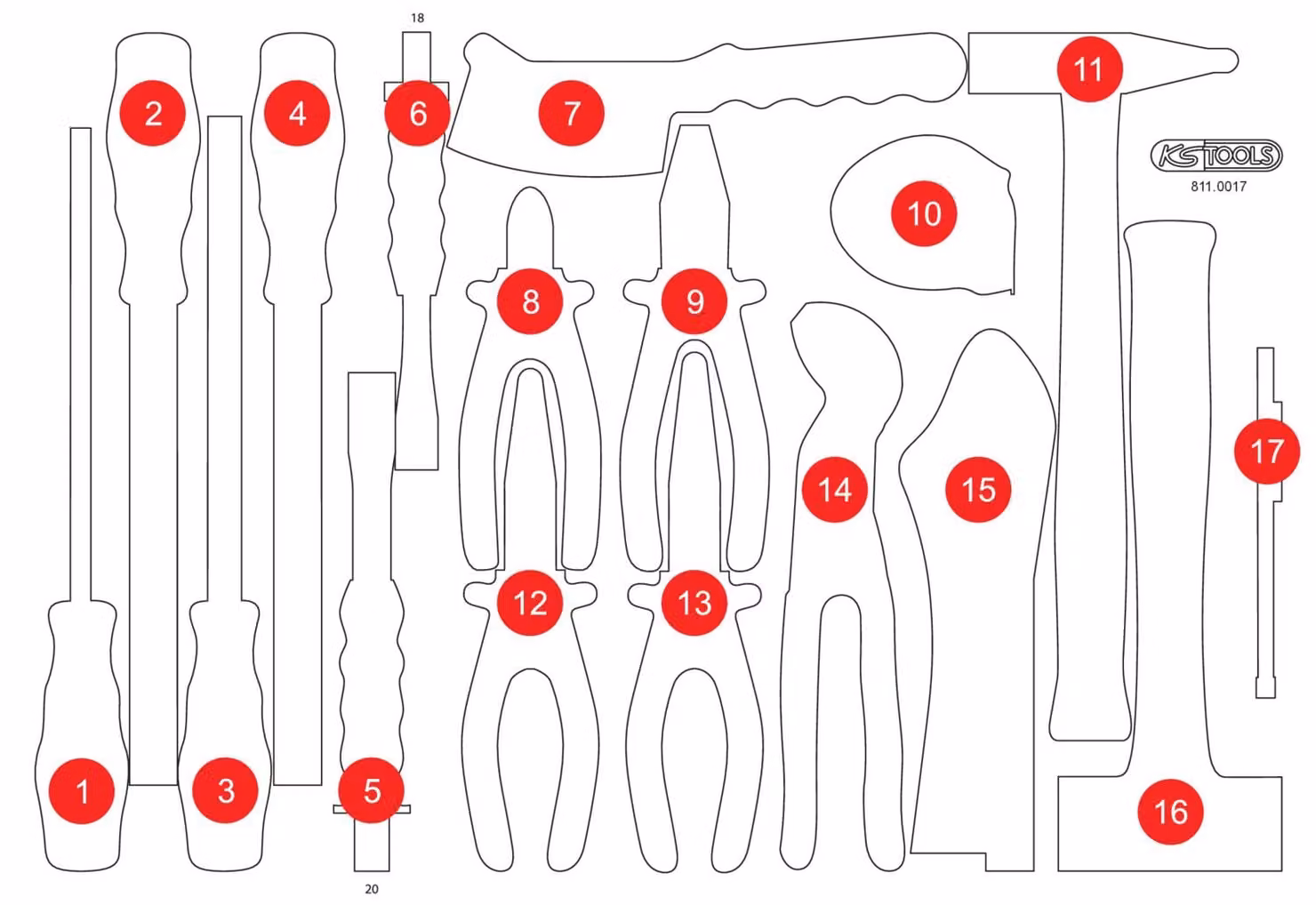 KS Tools Inserto in schiuma vuoto per 811.0017