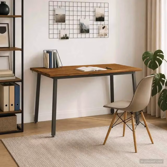 Tavolo da pranzo rettangolare moderno vidaXL in legno di acacia massello naturale e colore caffè L: 140 cm, P: 80 cm, H: 75 cm – 1