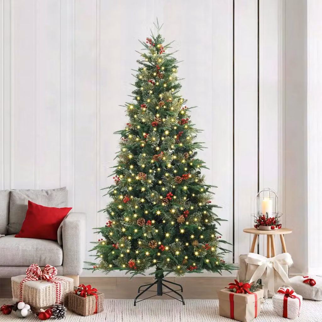 vidaXL Albero di Natale Artificiale con Rami Pieghevoli Verde 240 cm