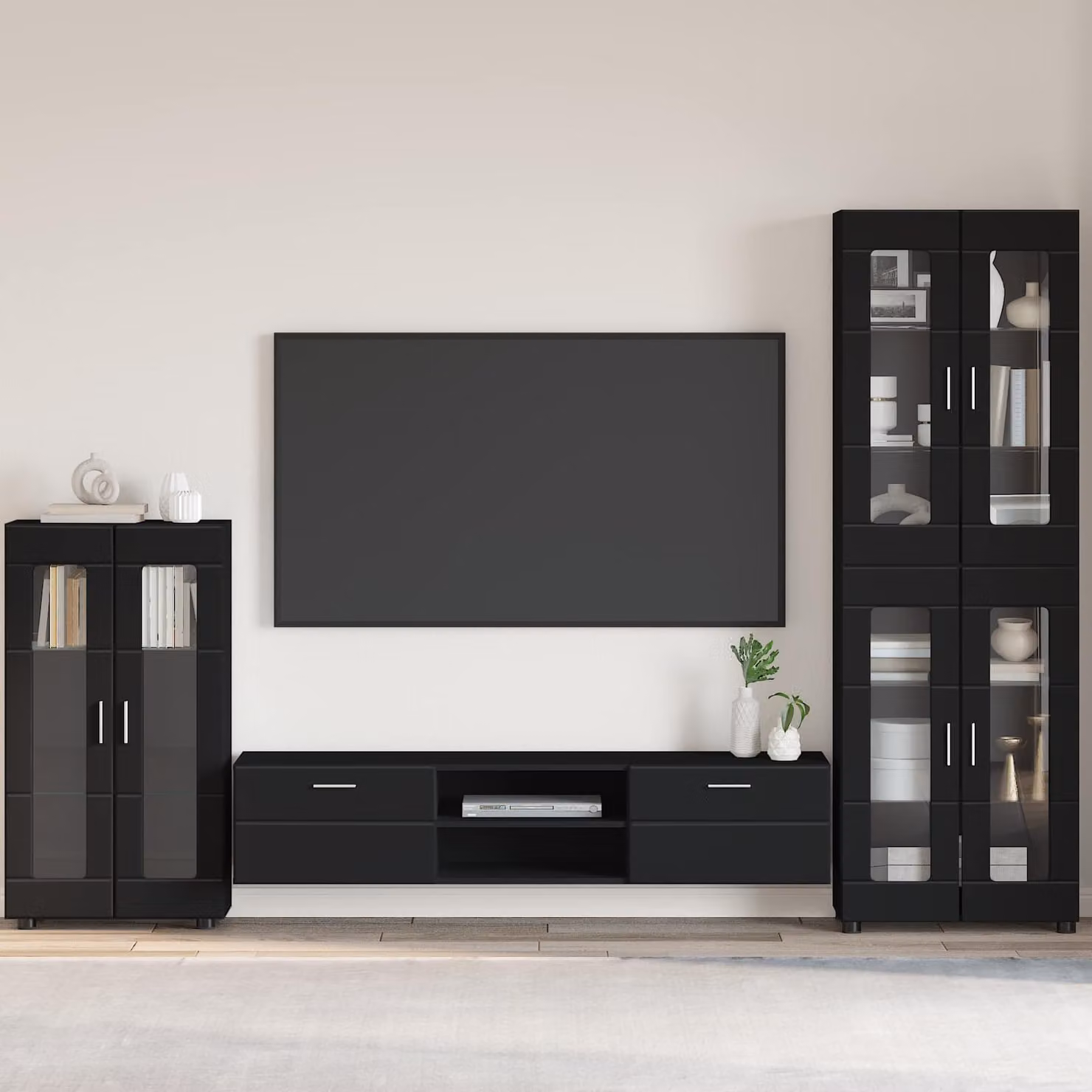 Credenza moderna vidaXL FLORIN in legno ingegnerizzato nero, L: 55,5 cm, P: 29 cm, H: 100 cm