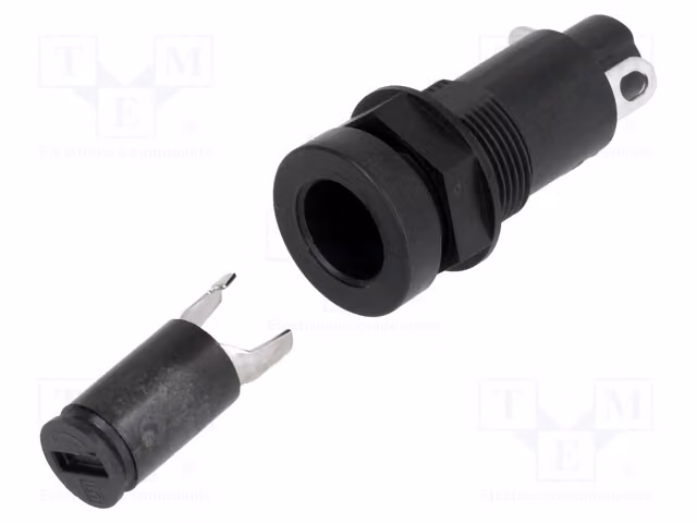 1 portalampie 5x20 mm per fusibili, 10A, per montaggio su pannello, modello 0031.1081, per scatola fusibili
