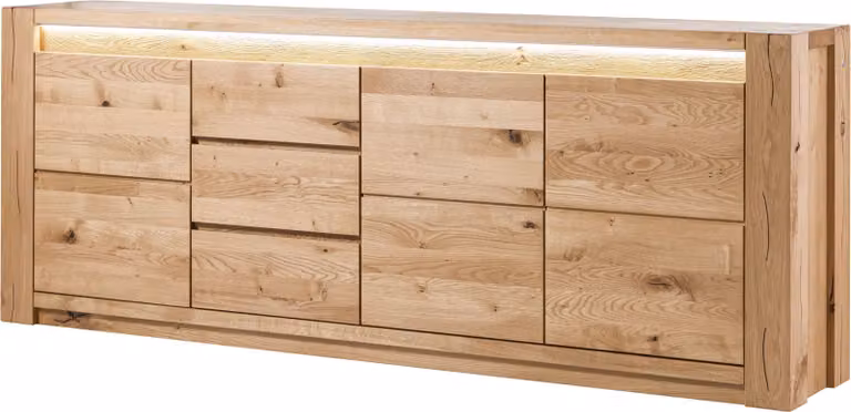 MASSIVMOEBEL24 | Credenza in legno di quercia selvatica 223x40x85 oliato beige KENT #231