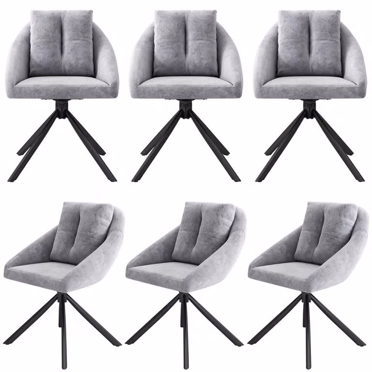 SWeiko sedia da pranzo sedia di velluto sedia imbottita sedia girevole, tessuto di velluto traspirante, design ergonomico, 6 pezzi, grigio