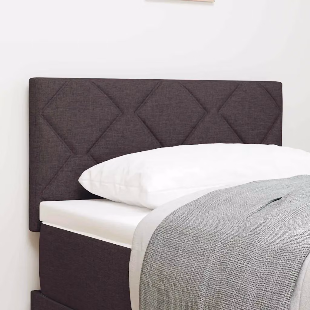 Testiera per letto moderna vidaXL in tessuto marrone scuro con struttura in legno di pino e pannello imbottito con design geometrico