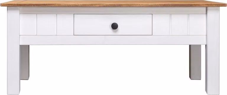 Tavolino Salotto Bianco 100x60x43,5cm Pino Massello Panama Range