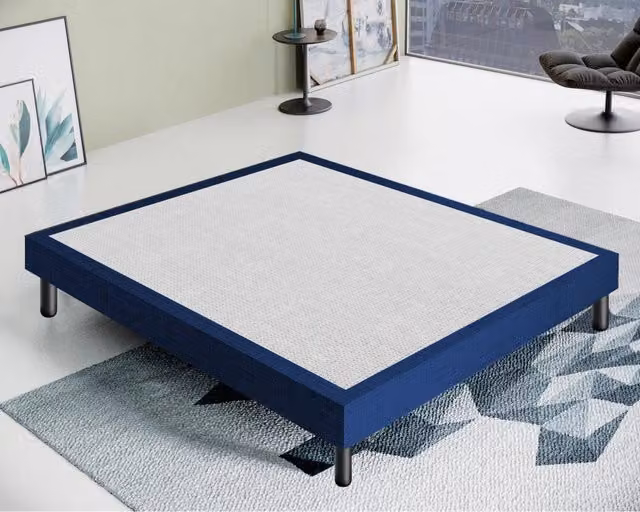 Letto Sommier Matrimoniale MaterassieDoghe Blu e Grigio L: 160 cm, P: 190 cm