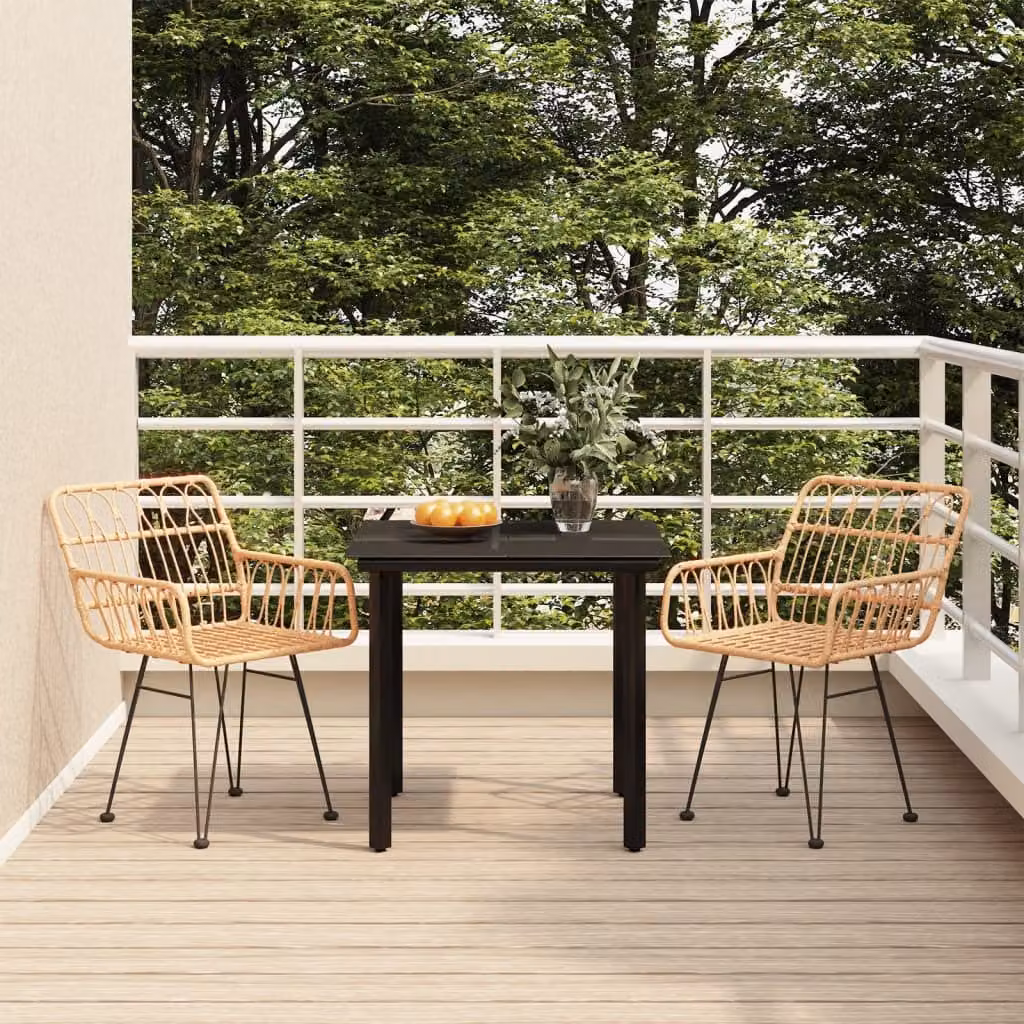 The Living Store Set da pranzo da giardino 3 pz. Set da pranzo da giardino Poly Rattan