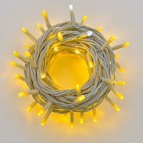Catena luminosa con 100 LED, 10 metri, colore giallo, grado di protezione IP65, espandibile, effetto lampeggiante