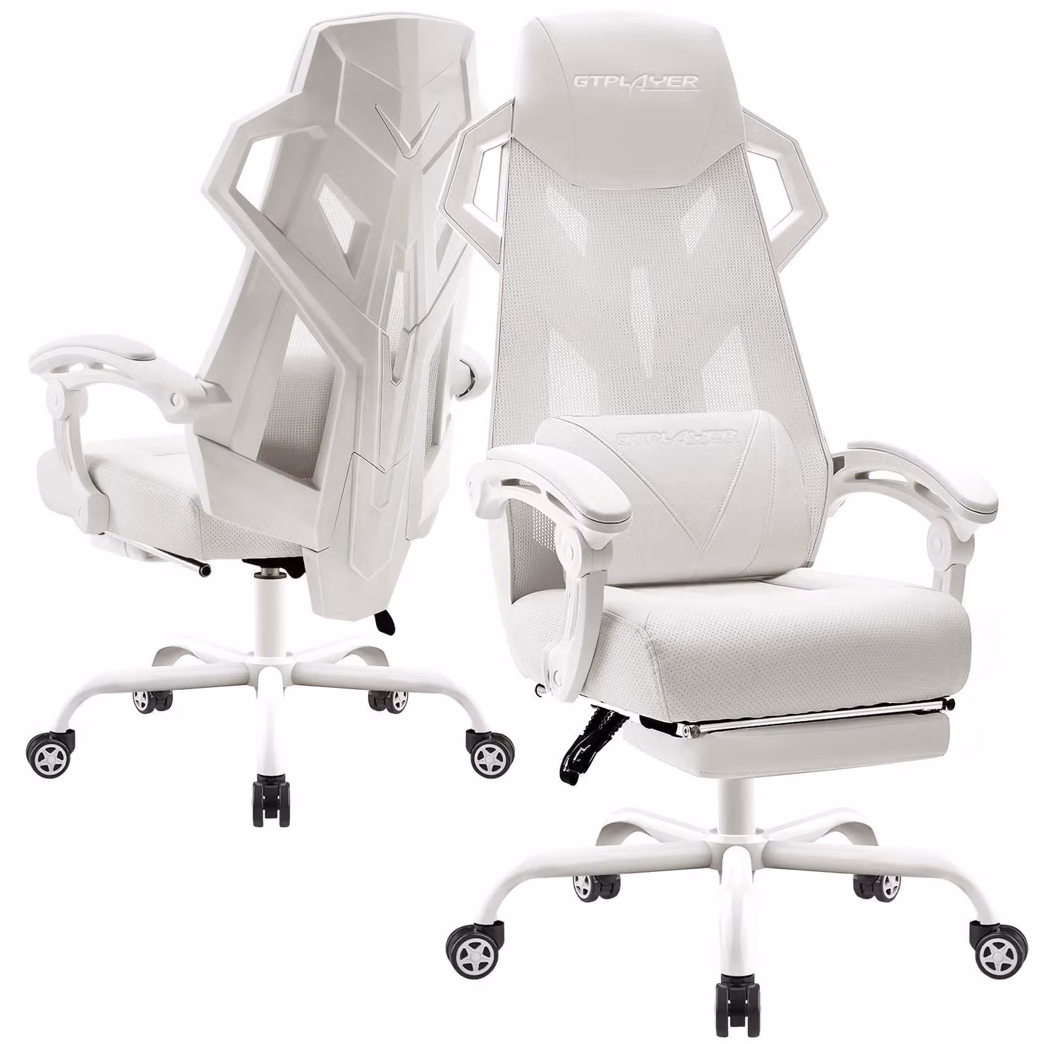 Sedia da ufficio ergonomica - AIR 310 - Girevole - Regolabile in altezza - Struttura in metallo - Braccioli - Rotelle - Bianca