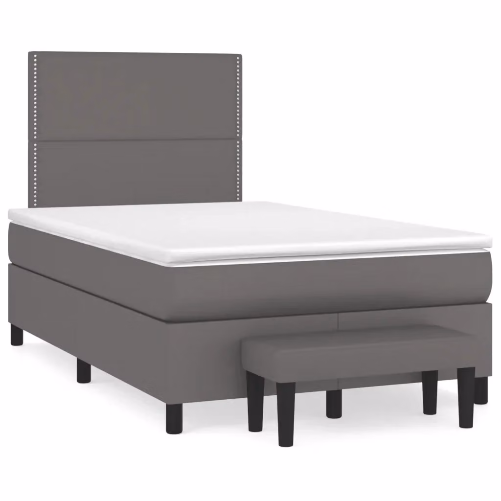 Letto con Giroletto a Molle e Materasso Ibrido vidaXL in Similpelle Grigio e Bianco L/P/H: 200 x 120 x 76 cm – 2