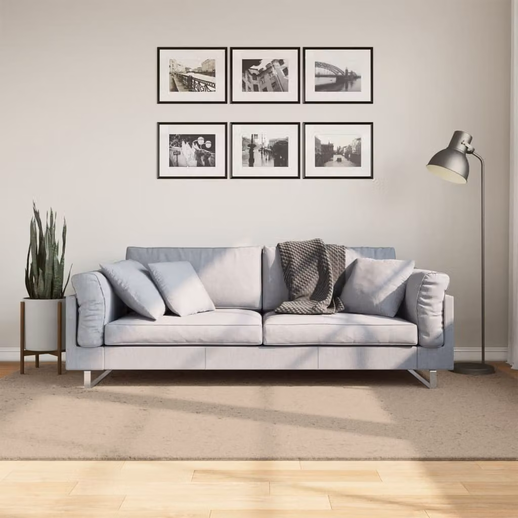 vidaXL Tappeto a Pelo Corto HUARTE Sabbia, Lavabile e Antiscivolo, L: 160 cm, P: 230 cm