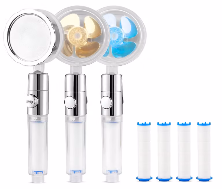Doccetta, 2 pezzi, con filtro, 4 pezzi, filtro per doccia, soffione orientabile a 360°, filtro regolabile, soffione per bagno, soffione a risparmio idrico