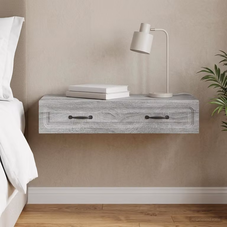 Tavolino da parete laterale moderno vidaXL in legno e MDF grigio L: 87,5 cm, P: 34,5 cm, H: 17 cm