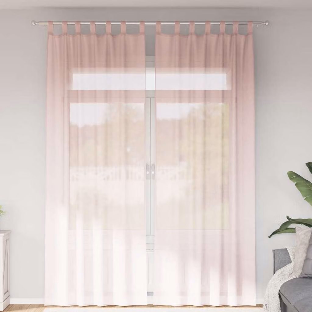 Set di 2 tende in voile semi-trasparenti vidaXL rosa chiaro con tasche per asta, L: 140 cm, H: 260 cm