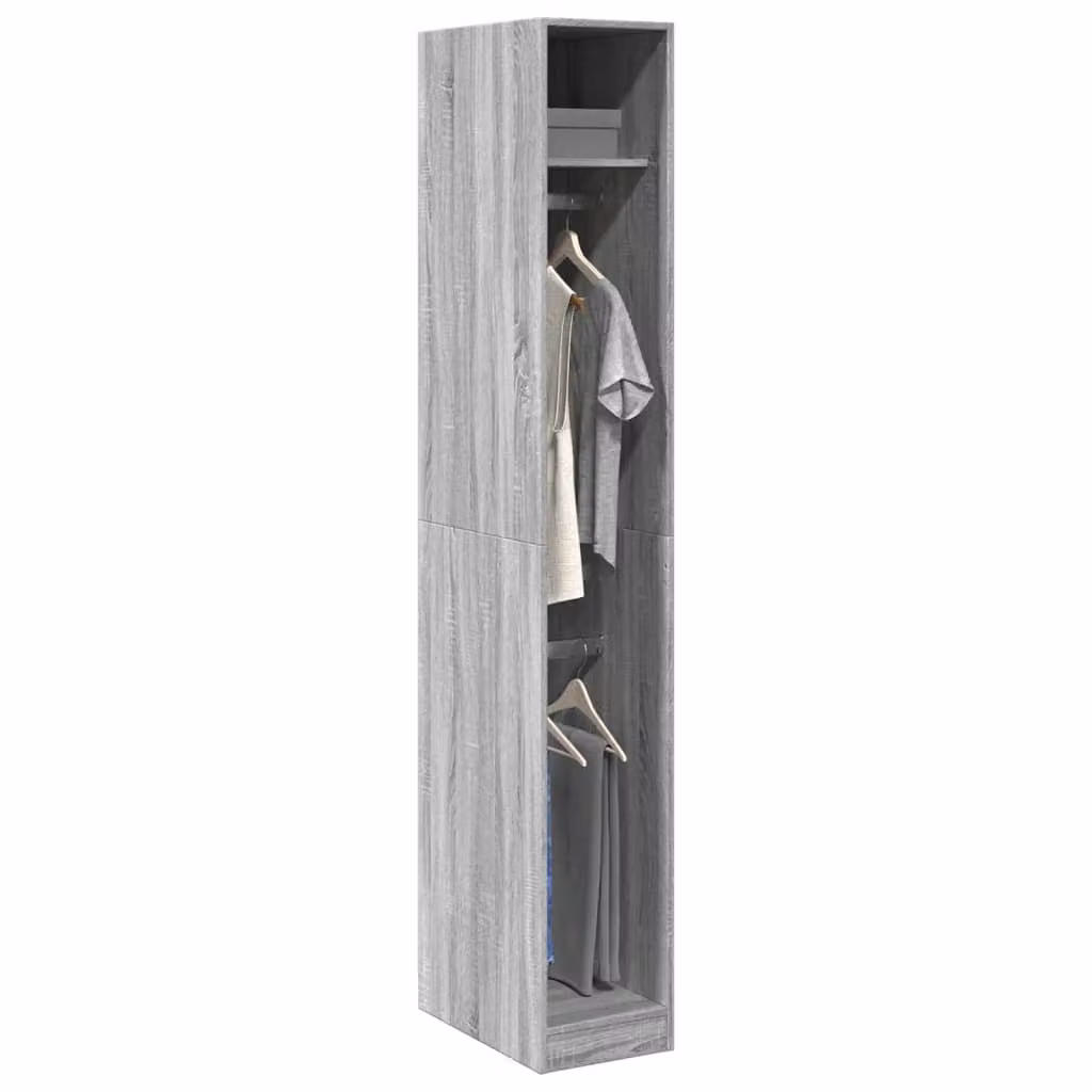 Armadio vidaXL Grigio in Legno e MDF con Ante a Battente e Ripiano Aperto, L/P/H: 30 x 50 x 200 cm