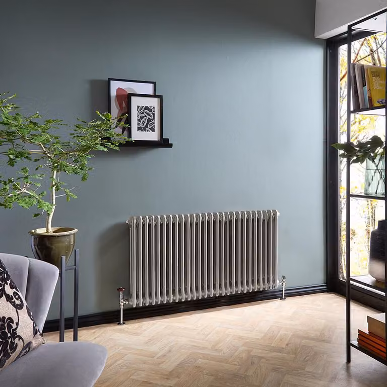 Radiatore Tradizionale a Doppia Colonna Orizzontale - Argento Metallizzato- 600mm x 1190mm - Regent