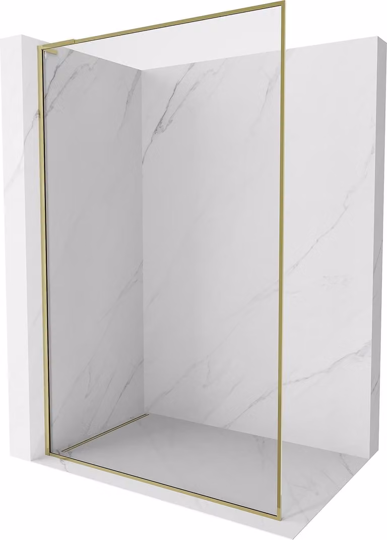 Mexen Kioto-F L Parete doccia Walk-in con cornice 115 x 202 cm, trasparente 8 mm, oro - 800-115-174-50-00