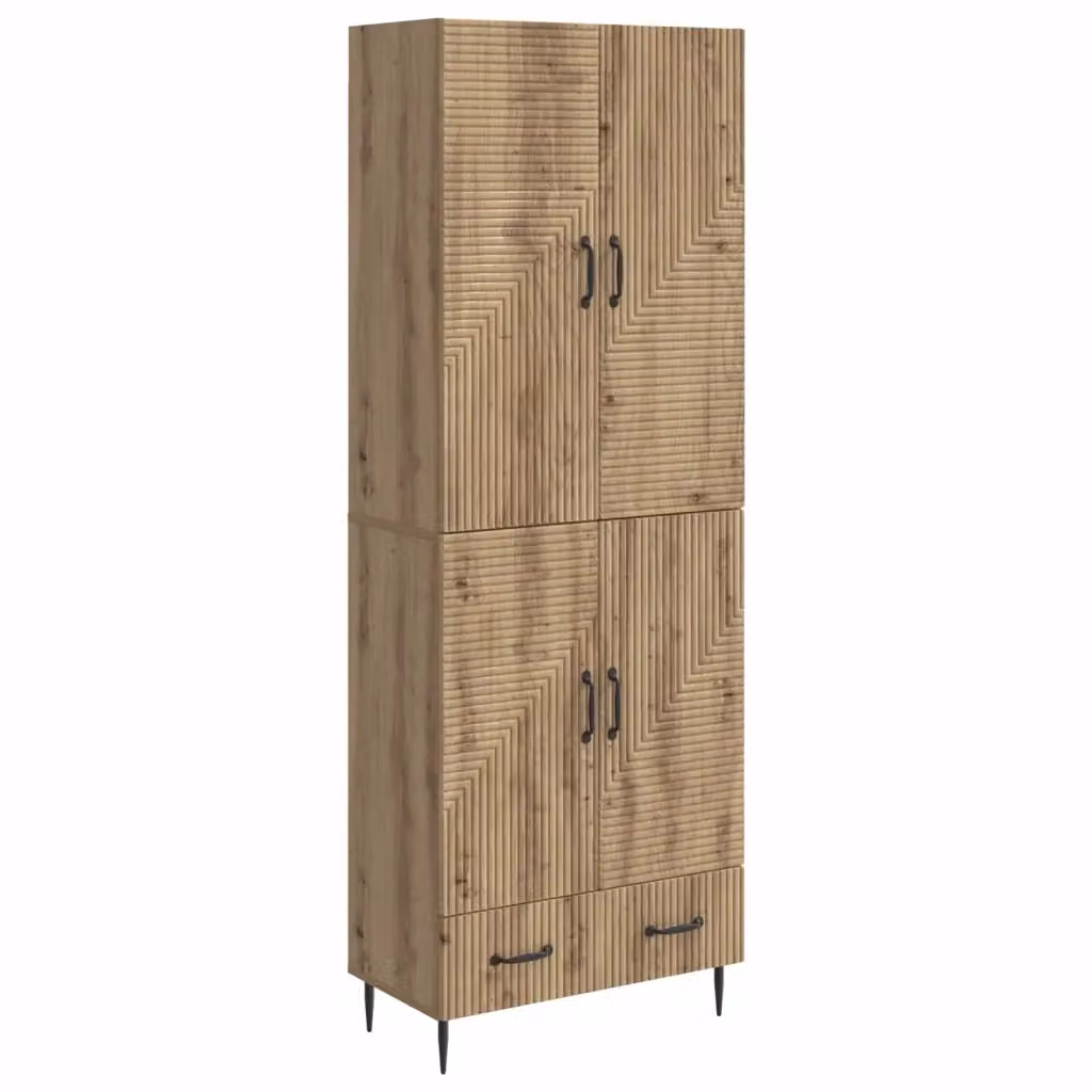 Set di 2 armadi moderni vidaXL in legno marrone con ante scorrevoli, ripiani e cassetti interni – 2