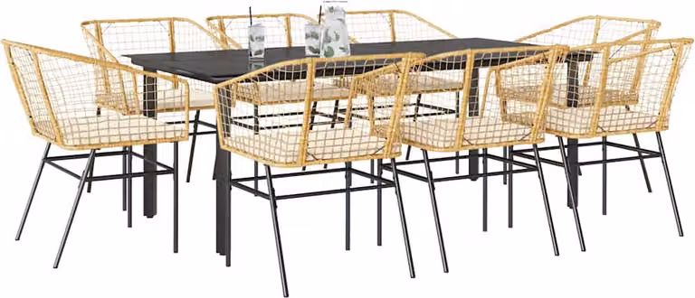Maison Exclusive - Set da Pranzo da Giardino 9 pz con Cuscini Polyrattan Vetro