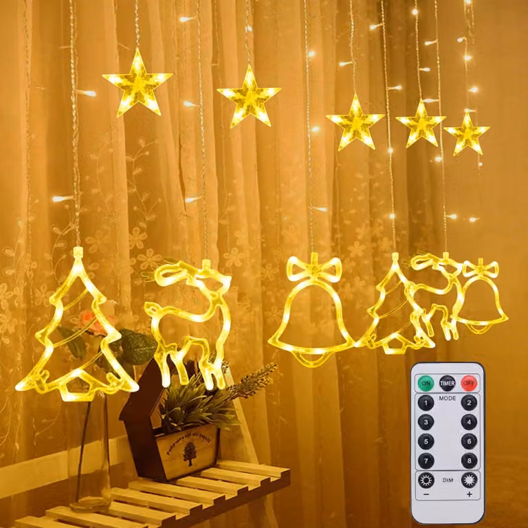 Tenda luminosa con 120 LED, ideale per Natale, 8 modalità, telecomando, lunghezza 3,5 metri