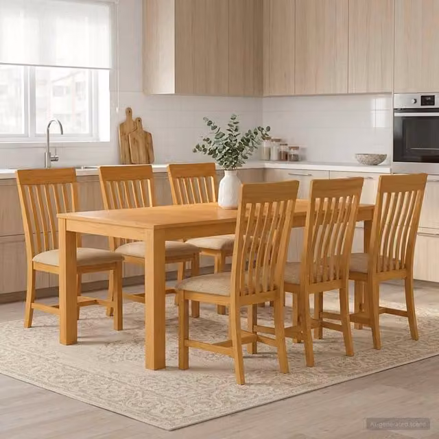 Set da pranzo moderno vidaXL in legno di quercia beige composto da 7 pezzi