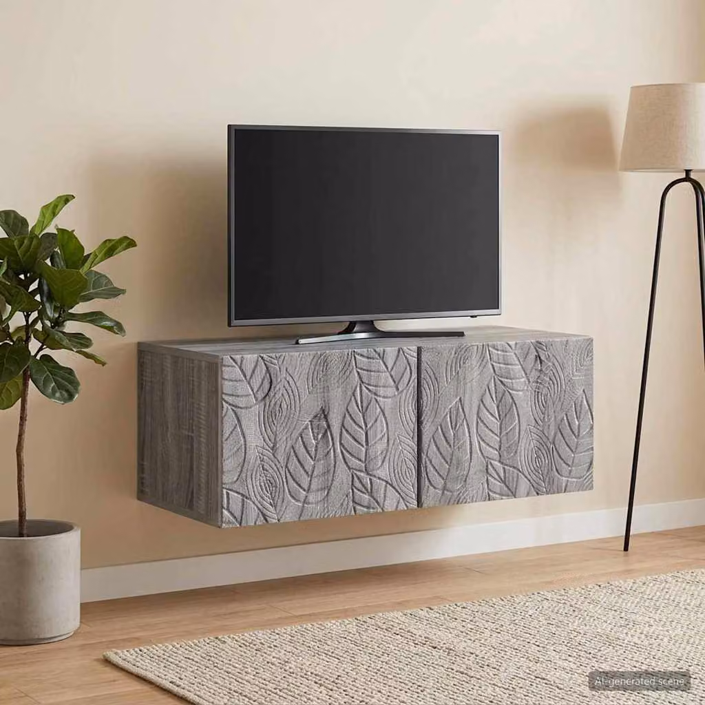 vidaXL Mobile Porta TV da Muro in Legno MDF Grigio con Stile Vintage L: 78,5 cm, P: 41 cm, H: 30 cm