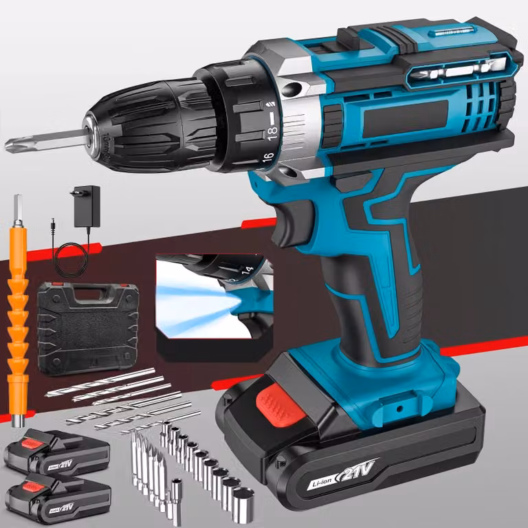 Trapano avvitatore a batteria multifunzione 3-in-1 - Trapano elettrico - Motore brushless - 21 V - 32 Nm - 1350 giri/min - 2 batterie - Spina europea