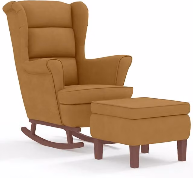 Sedia a dondolo con schienale alto in velluto marrone CFW9174593