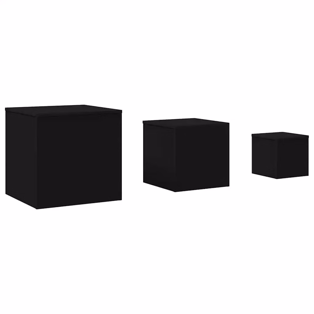Set di 3 tavolini nidi vidaXL in legno nero opaco per soggiorno e camera da letto – 2