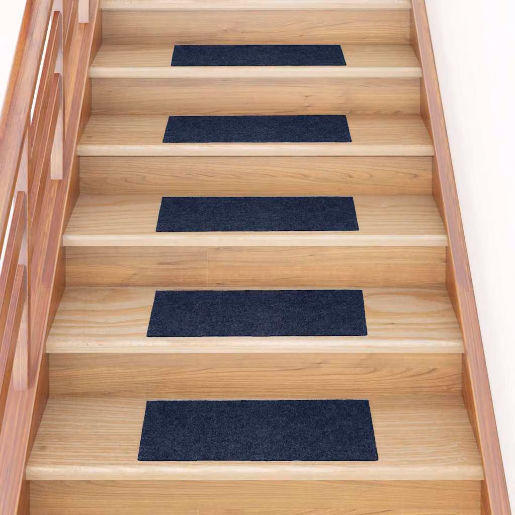 Set di 15 tappetini per scale autoadesivi vidaXL, rettangolari, blu navy, L: 60 cm, P: 25 cm
