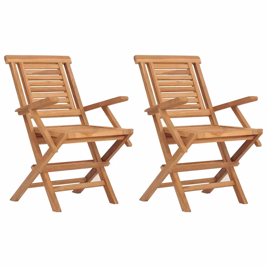 Set di 2 sedie pieghevoli vidaXL in legno di teak marrone L/P/H: 56 x 63 x 90 cm – 2