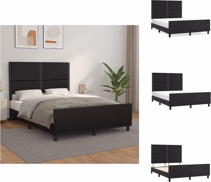 vidaXL Struttura letto con testiera nera 140x200 cm in Pelle finta - Letti e strutture letto
