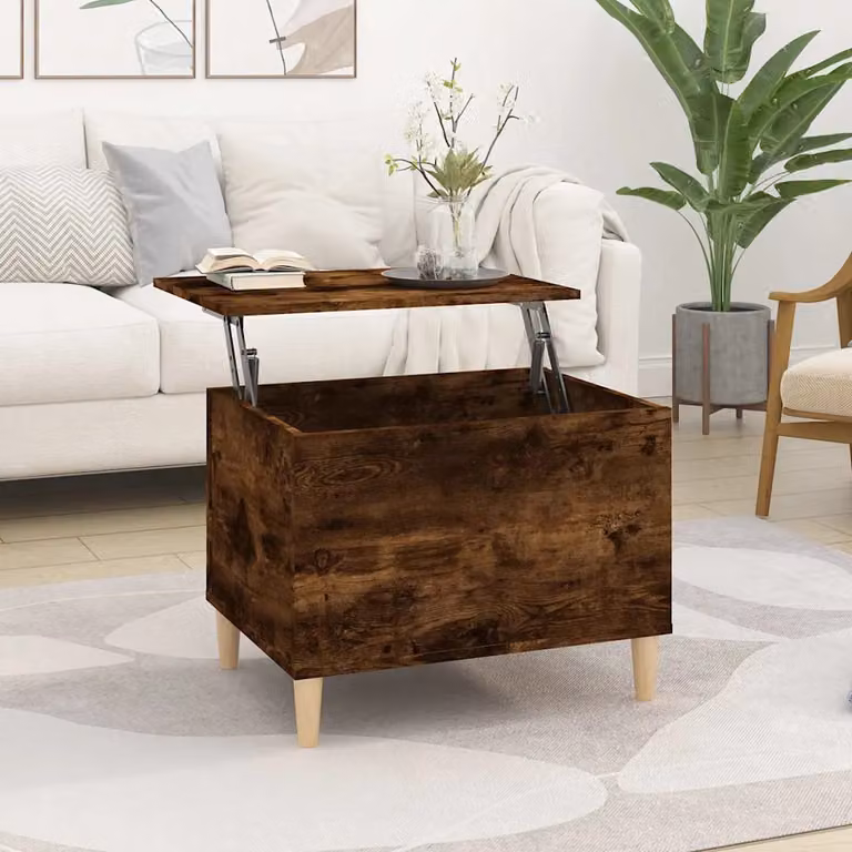 vidaXL Tavolino da Salotto Moderno in Legno Marrone con Meccanismo a Sollevamento L/P/H: 60 x 44,5 x 45 cm