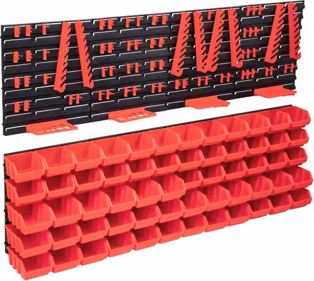 Kit contenitore portaoggetti e pannello da parete da 136 pezzi rosso e nero 02_0003845