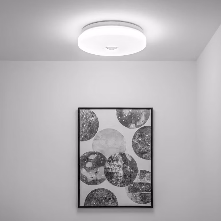 LUMILED LED lampada da soffitto 18W 1620lm plafoniera 4000K bianco neutro Ø33cm rilevatore di movimento bianco rotondo piatto moderno soggiorno camera dei bambini, camera da letto