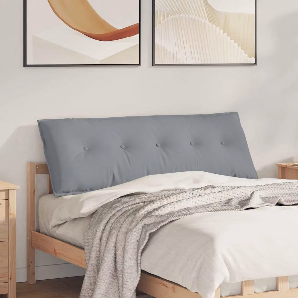 vidaXL Cuscino per Schiena Contornato Grigio Chiaro in Tessuto di Poliestere L 140 x P 19 x H 50 cm